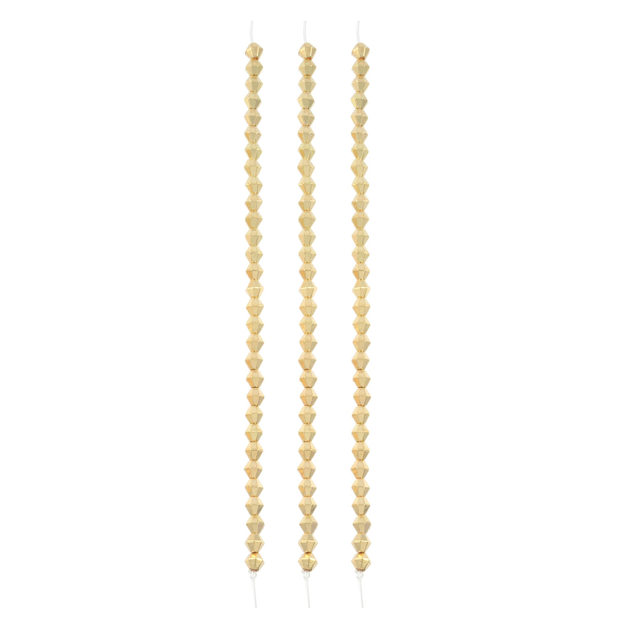 Gold Metal Faceted Bicone Beads, 4mm by Bead Landing™